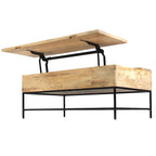 Table basse rectangulaire relevable en manguier de 45 pouces - Bois et métal, brun naturel et noir