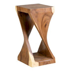 Table d'appoint sculptée en bois naturel par