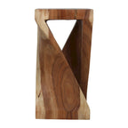 Table d'appoint sculptée en bois naturel par
