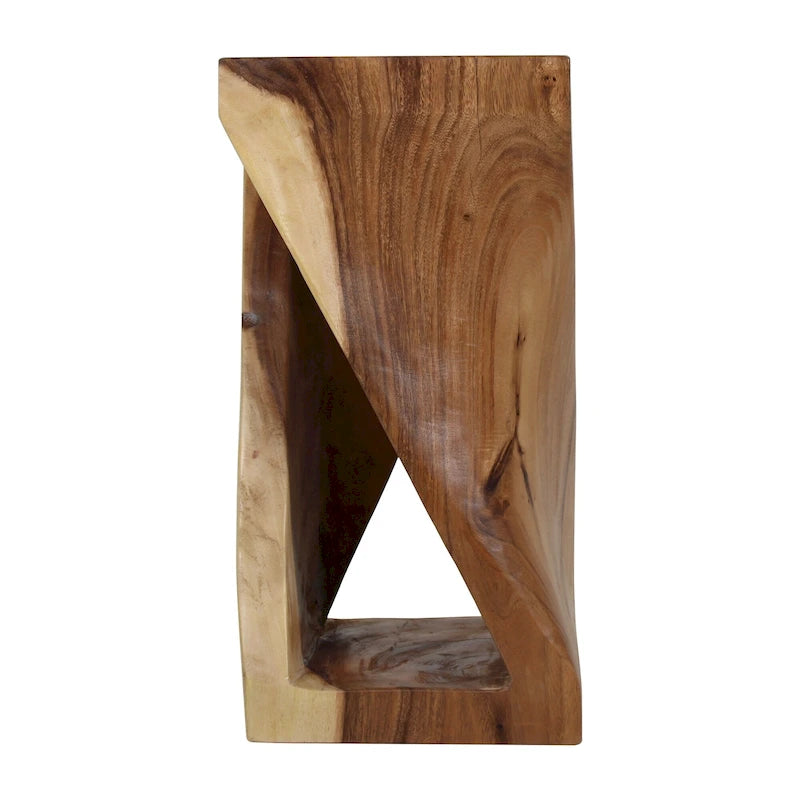 Table d'appoint sculptée en bois naturel par