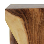 Table d'appoint sculptée en bois naturel par