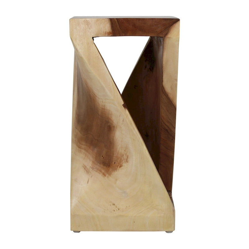 Table d'appoint sculptée en bois naturel par