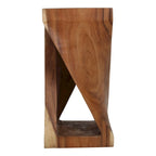 Table d'appoint sculptée en bois naturel par