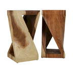 Table d'appoint sculptée en bois naturel par
