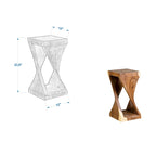 Table d'appoint sculptée en bois naturel par