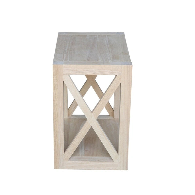 Table d'appoint étroite en bois massif non fini