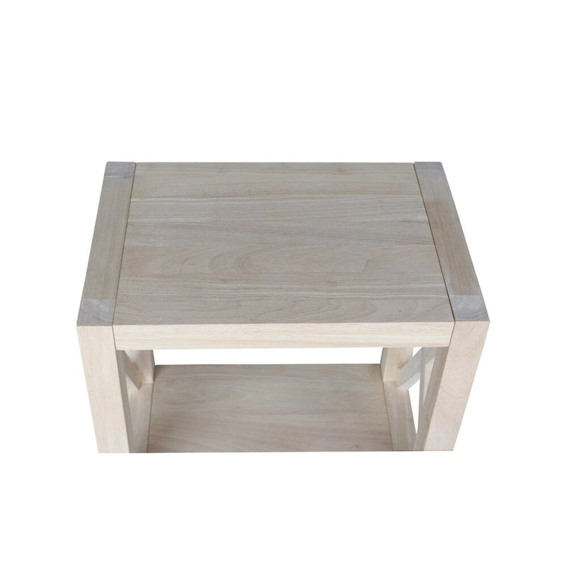 Table d'appoint étroite en bois massif non fini