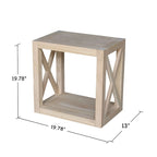 Table d'appoint étroite en bois massif non fini