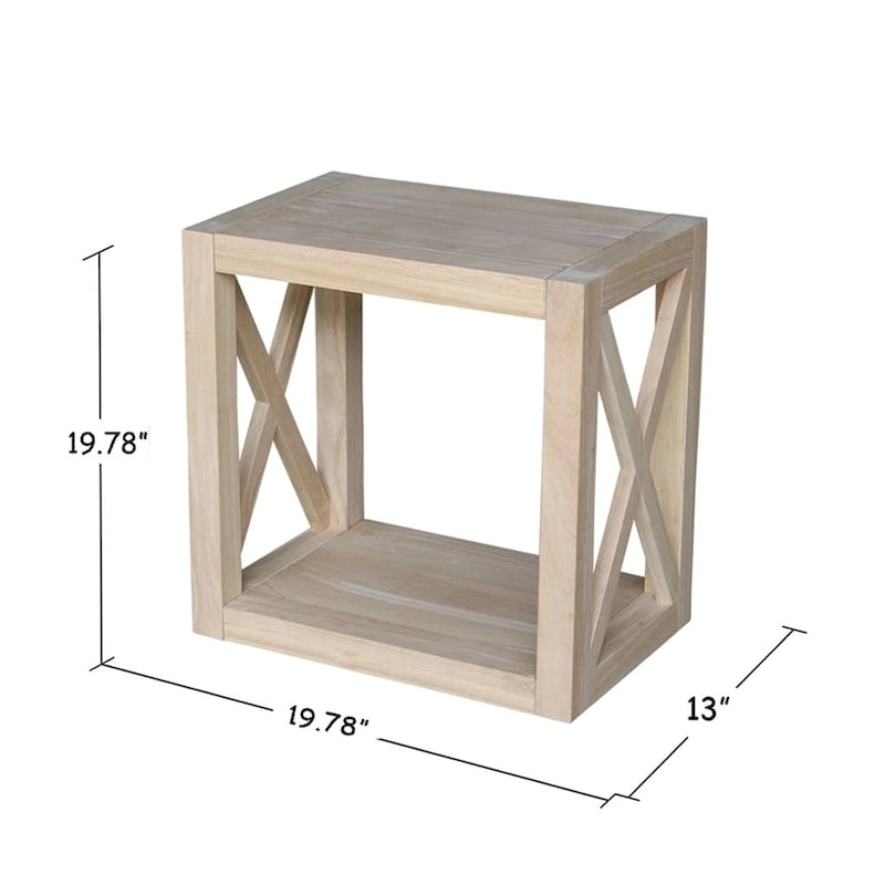 Table d'appoint étroite en bois massif non fini