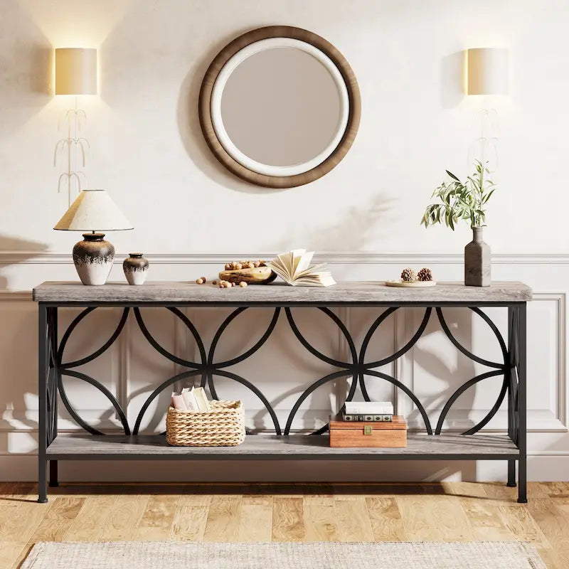 Table de canapé longue de 70,9 pouces, console industrielle - 70,9 L 11,8 P 31,9 H
