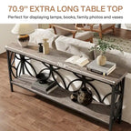 Table de canapé longue de 70,9 pouces, console industrielle - 70,9 L 11,8 P 31,9 H