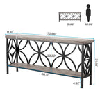 Table de canapé longue de 70,9 pouces, console industrielle - 70,9 L 11,8 P 31,9 H