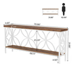 Table de canapé longue de 70,9 pouces, console industrielle - 70,9 L 11,8 P 31,9 H