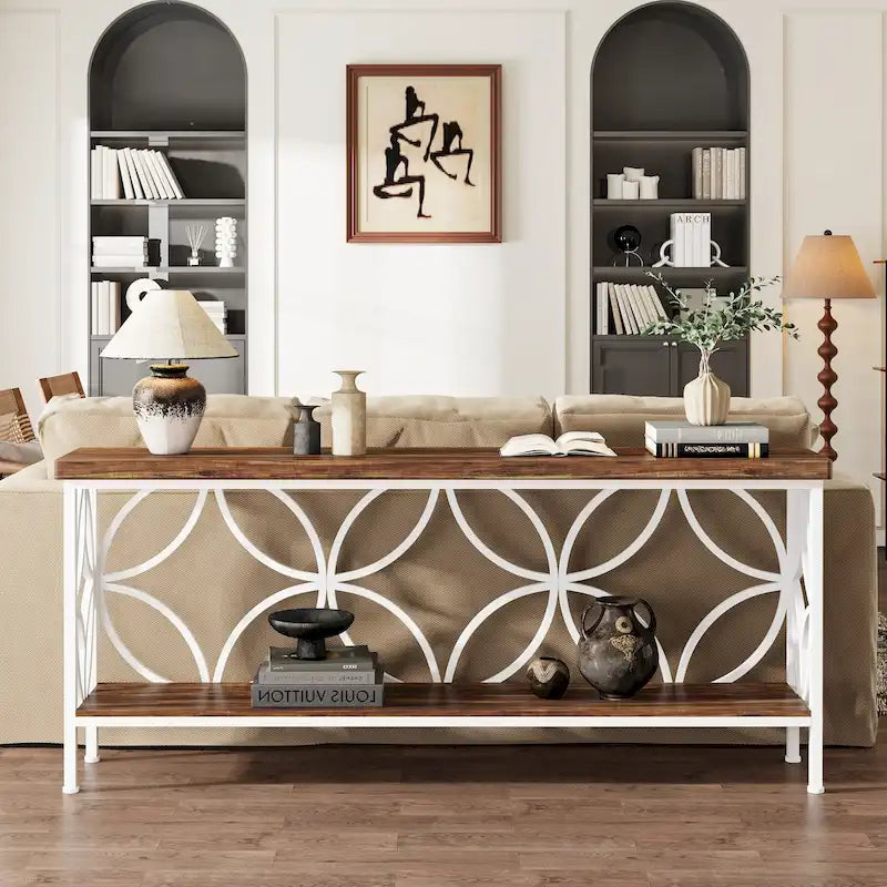 Table de canapé longue de 70,9 pouces, console industrielle - 70,9 L 11,8 P 31,9 H