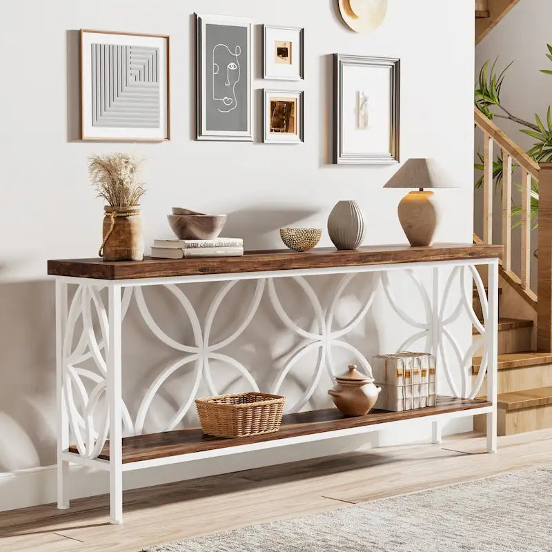 Table de canapé longue de 70,9 pouces, console industrielle - 70,9 L 11,8 P 31,9 H