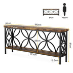 Table de canapé longue de 70,9 pouces, console industrielle - 70,9 L 11,8 P 31,9 H