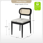Chaise de salle à manger moderne en bois massif avec dossier en rotin et coussin amovible, lot de 6