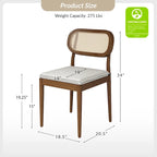 Chaise de salle à manger moderne en bois massif avec dossier en rotin et coussin amovible, lot de 6