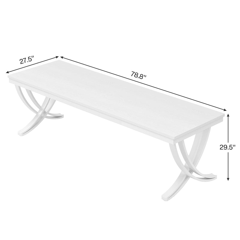 Table à manger rectangulaire 6-8 personnes, grande table de cuisine en bois de 198 cm style ferme