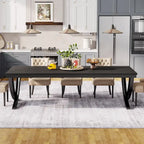 Table à manger rectangulaire 6-8 personnes, grande table de cuisine en bois de 198 cm style ferme