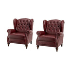 Fauteuil classique en cuir à oreilles avec clous – Lot de 2