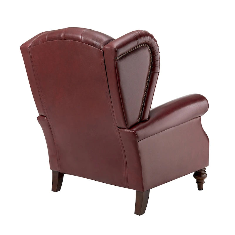 Fauteuil classique en cuir à oreilles avec clous – Lot de 2