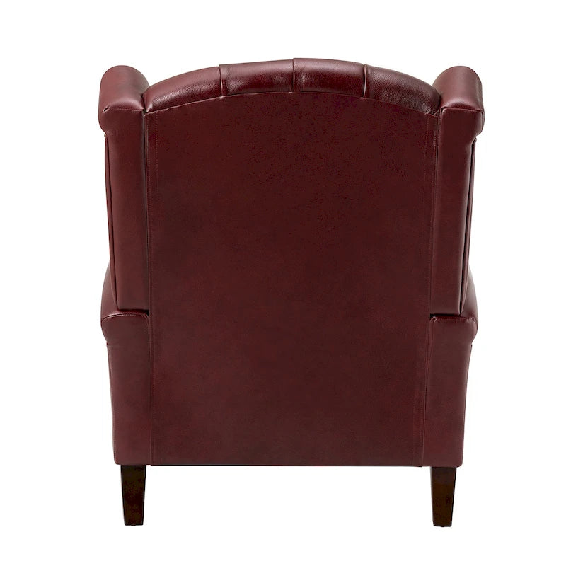 Fauteuil classique en cuir à oreilles avec clous – Lot de 2
