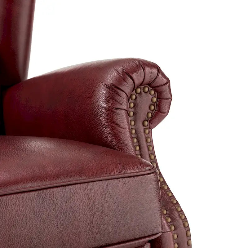 Fauteuil classique en cuir à oreilles avec clous – Lot de 2