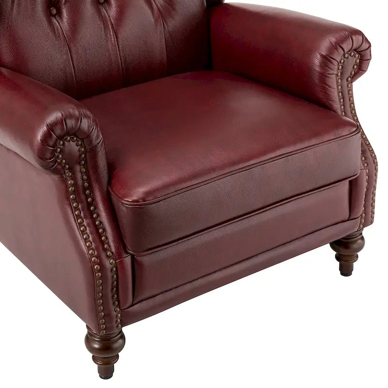 Fauteuil classique en cuir à oreilles avec clous – Lot de 2