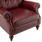 Fauteuil classique en cuir à oreilles avec clous – Lot de 2