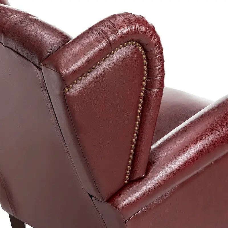 Fauteuil classique en cuir à oreilles avec clous – Lot de 2
