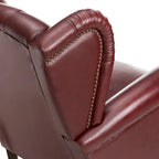 Fauteuil classique en cuir à oreilles avec clous – Lot de 2