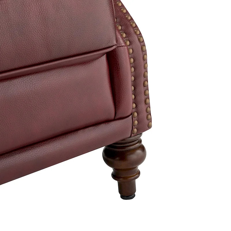 Fauteuil classique en cuir à oreilles avec clous – Lot de 2