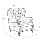 Fauteuil classique en cuir à oreilles avec clous – Lot de 2