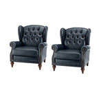 Fauteuil classique en cuir à oreilles avec clous – Lot de 2