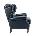 Fauteuil classique en cuir à oreilles avec clous – Lot de 2