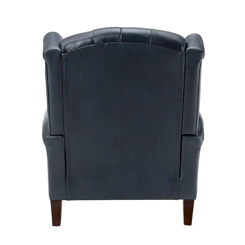 Fauteuil classique en cuir à oreilles avec clous – Lot de 2