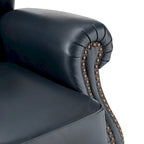 Fauteuil classique en cuir à oreilles avec clous – Lot de 2