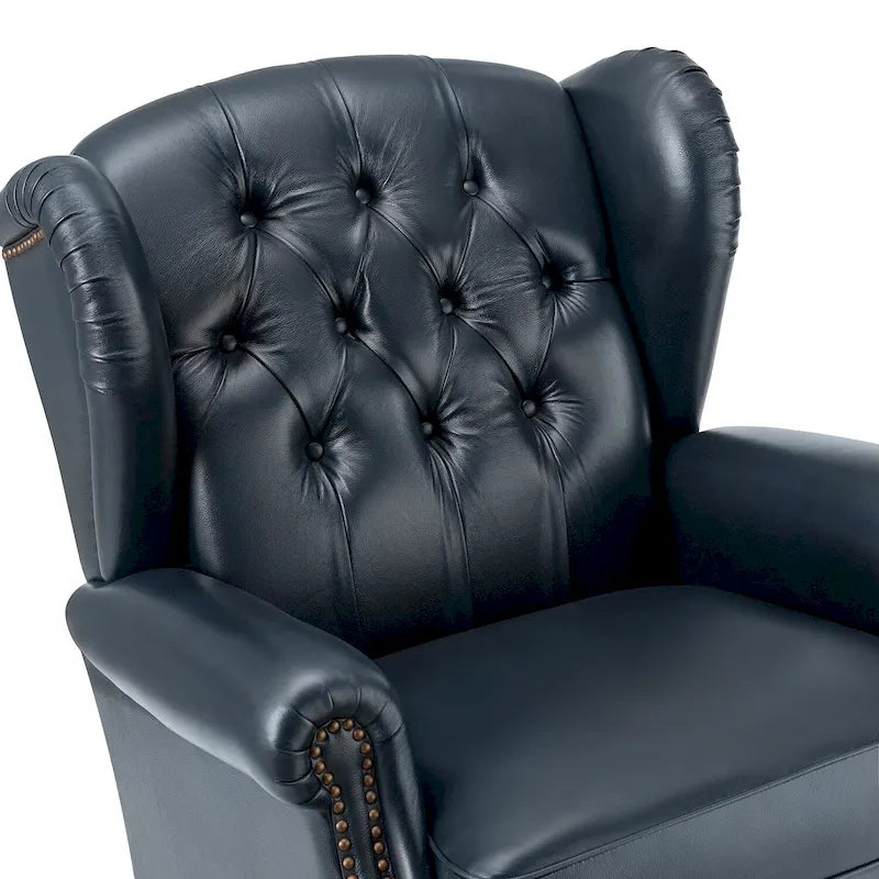 Fauteuil classique en cuir à oreilles avec clous – Lot de 2