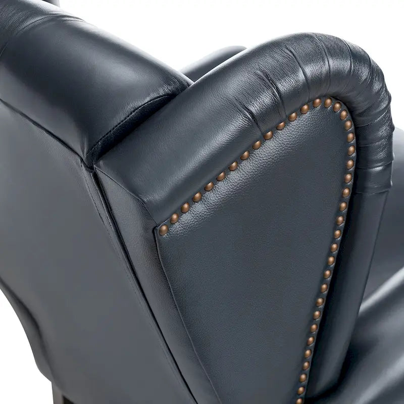 Fauteuil classique en cuir à oreilles avec clous – Lot de 2