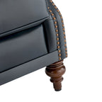 Fauteuil classique en cuir à oreilles avec clous – Lot de 2