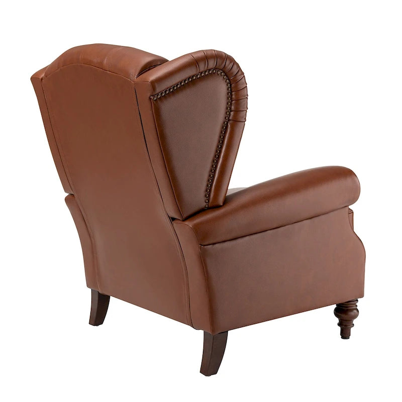 Fauteuil classique en cuir à oreilles avec clous – Lot de 2
