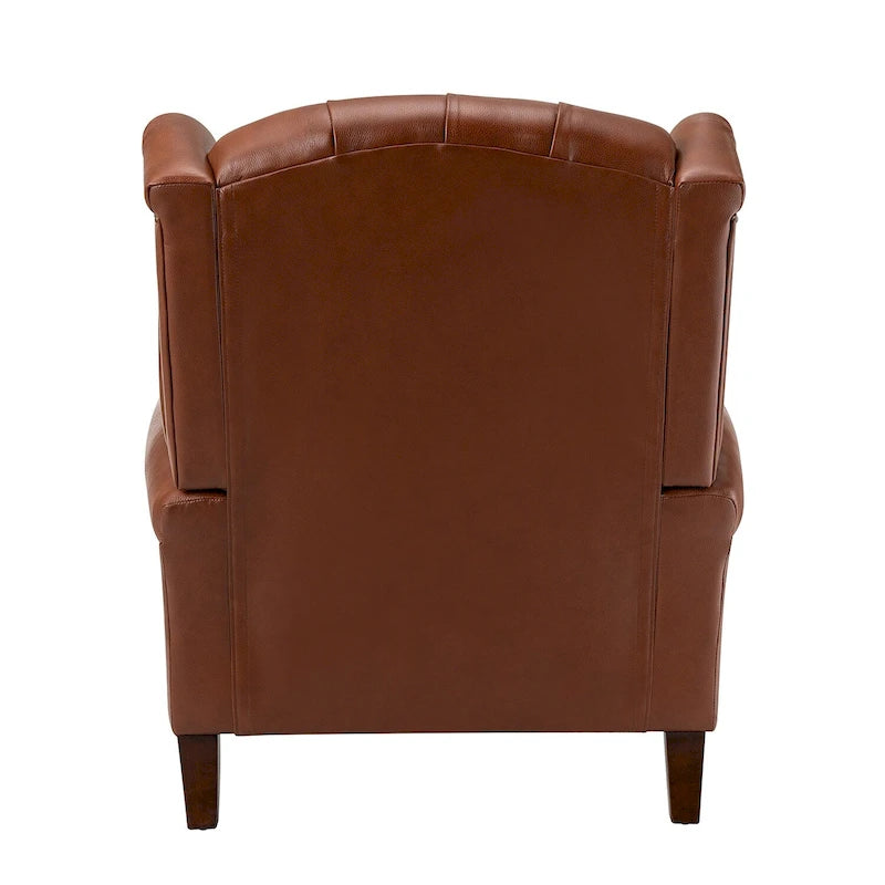 Fauteuil classique en cuir à oreilles avec clous – Lot de 2
