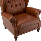 Fauteuil classique en cuir à oreilles avec clous – Lot de 2