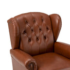 Fauteuil classique en cuir à oreilles avec clous – Lot de 2