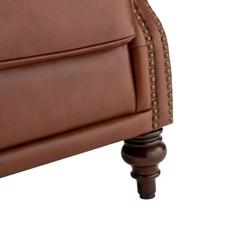 Fauteuil classique en cuir à oreilles avec clous – Lot de 2