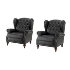 Fauteuil classique en cuir à oreilles avec clous – Lot de 2