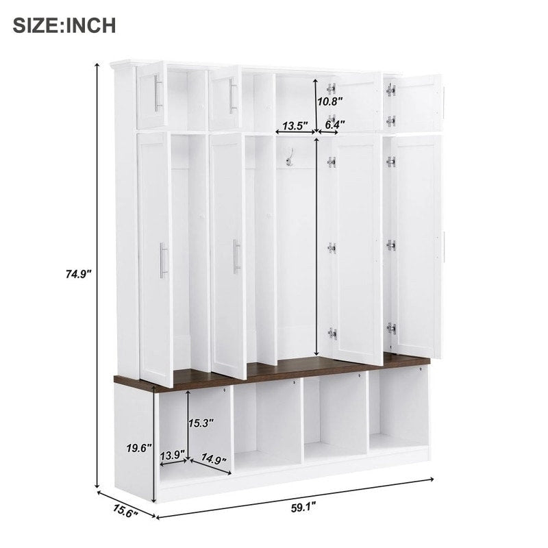 Meuble d'entrée multifonctionnel avec plusieurs espaces de rangement