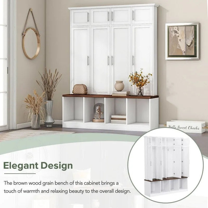 Meuble d'entrée multifonctionnel avec plusieurs espaces de rangement