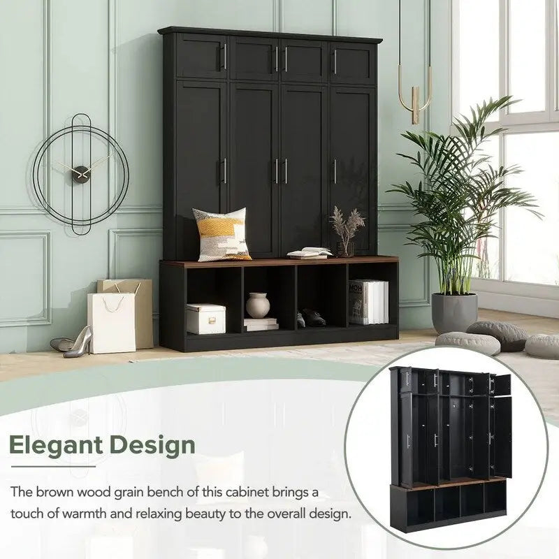 Meuble d'entrée multifonctionnel avec plusieurs espaces de rangement